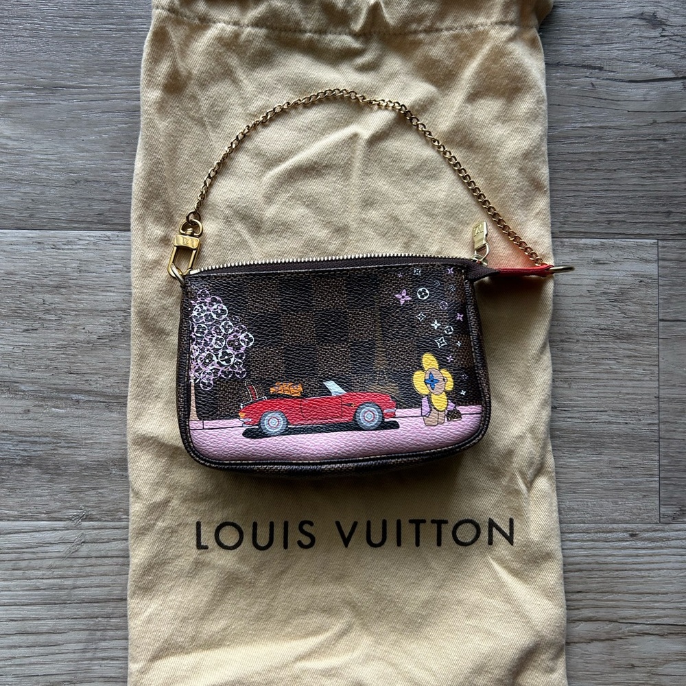 Louis Vuitton Damier Ebene Mini Pochette Accessories Vivienne Red Car 2019